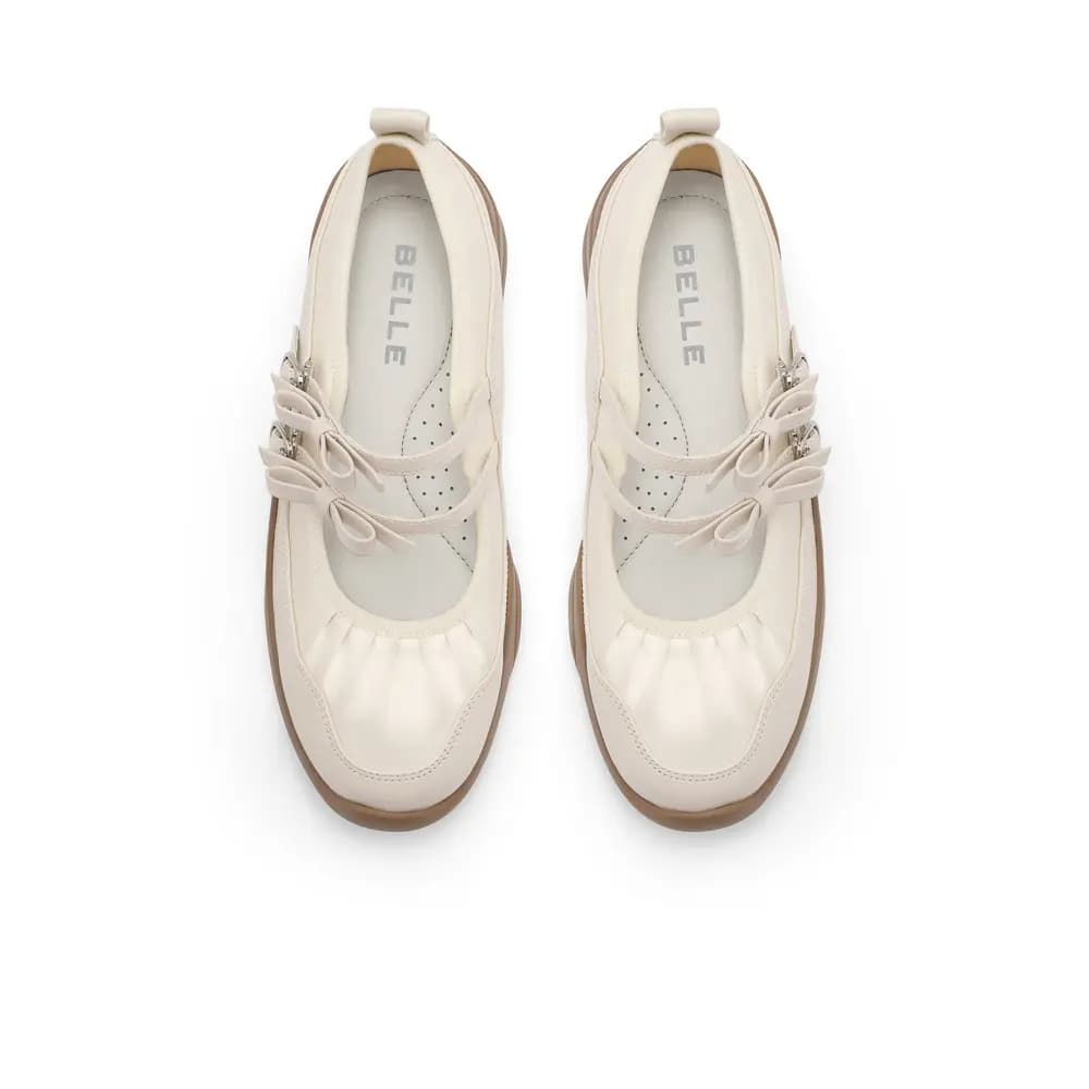 BELLE Mary Jane Flats 4sm Qadın Gümüşü/Off-White 8
