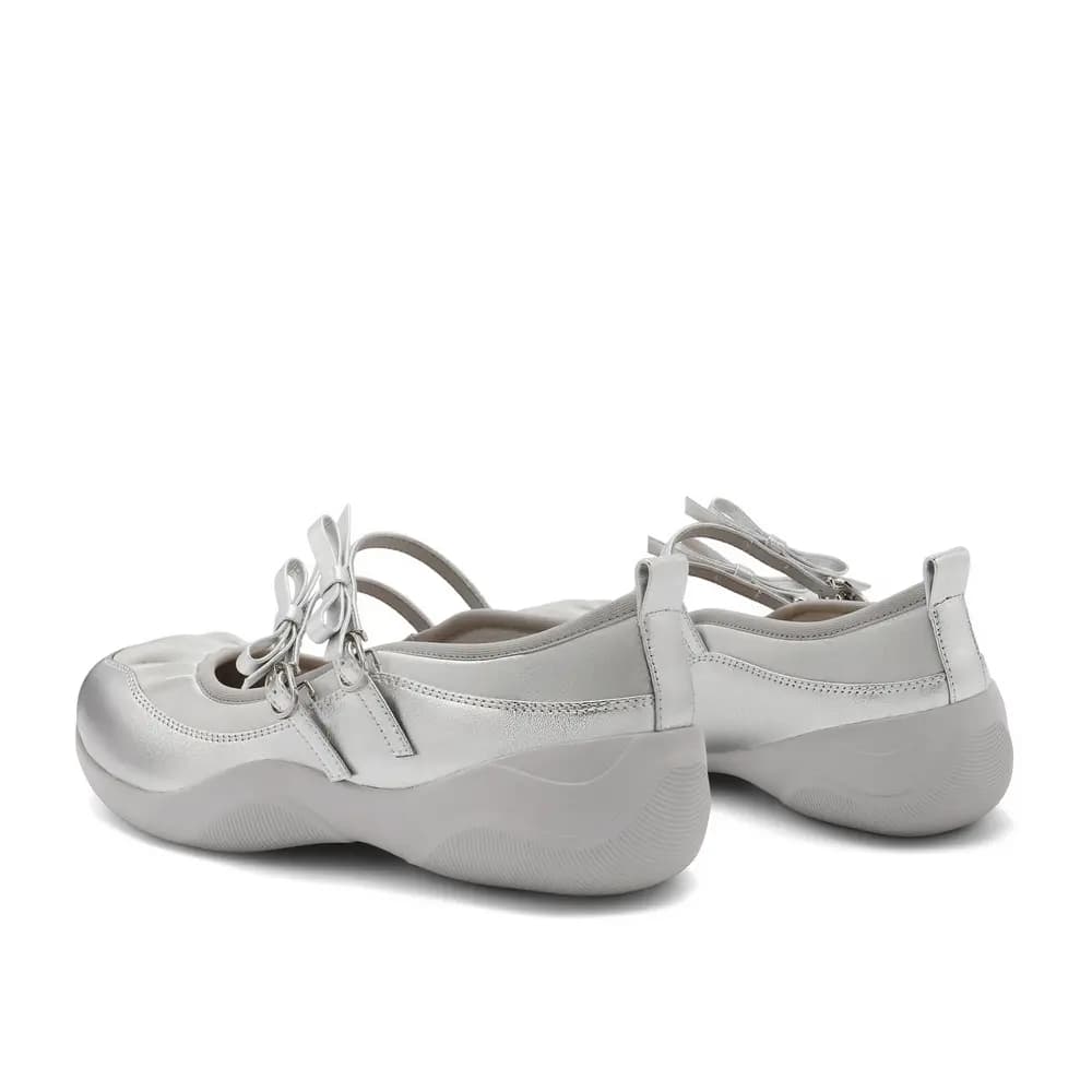 BELLE Mary Jane Flats 4sm Qadın Gümüşü/Off-White 4