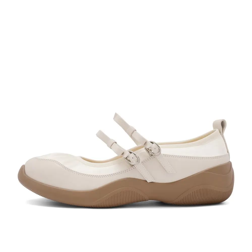 BELLE Mary Jane Flats 4sm Qadın Gümüşü/Off-White 6