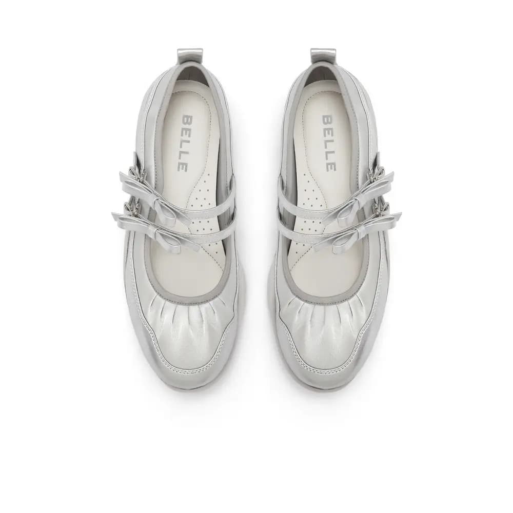 BELLE Mary Jane Flats 4sm Qadın Gümüşü/Off-White 3