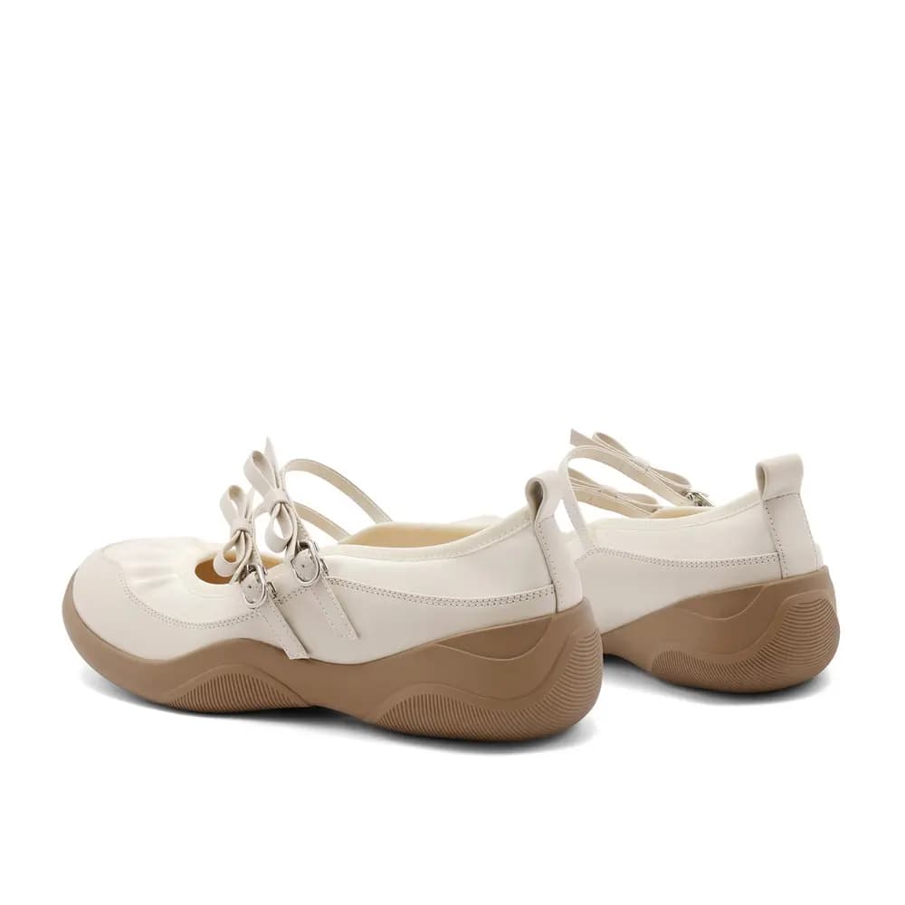 BELLE Mary Jane Flats 4sm Qadın Gümüşü/Off-White 9
