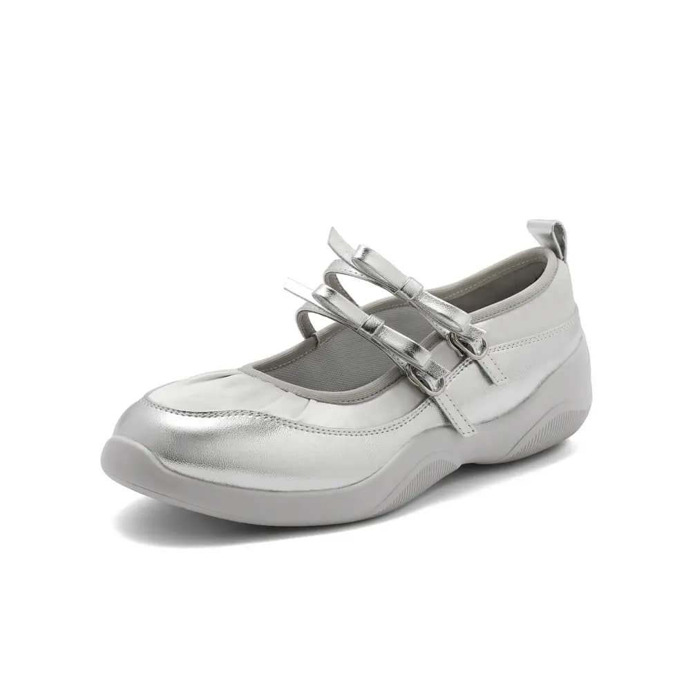 BELLE Mary Jane Flats 4sm Qadın Gümüşü/Off-White 2