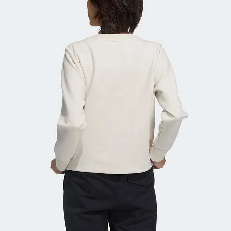 adidas Tech Sweat Side Zip Sports Casual Crew Neck Pullover Women's White 3