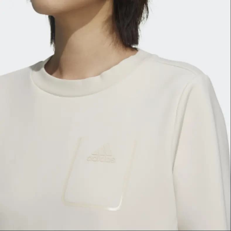 adidas Tech Sweat Side Zip Sports Casual Crew Neck Pullover Women's White 6