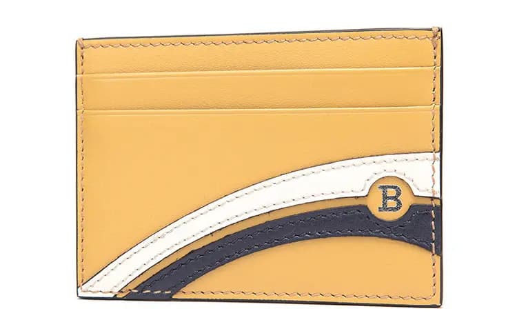 BALLY Zolaqlı Dəri Kart Saxlayıcı Kişi Qızılı Qum 2