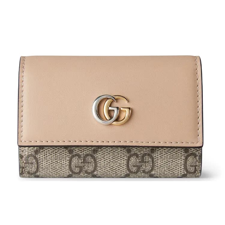 GUCCI GG Marmont Dəri Açar Qabı Qadın Bej/Ebony