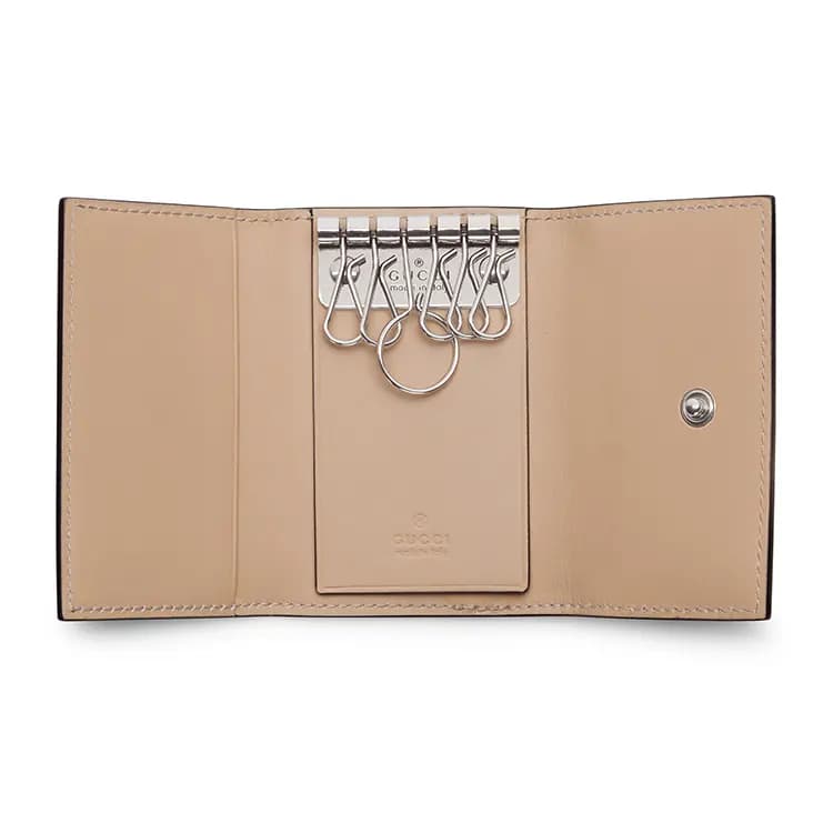 GUCCI GG Marmont Dəri Açar Qabı Qadın Bej/Ebony 4