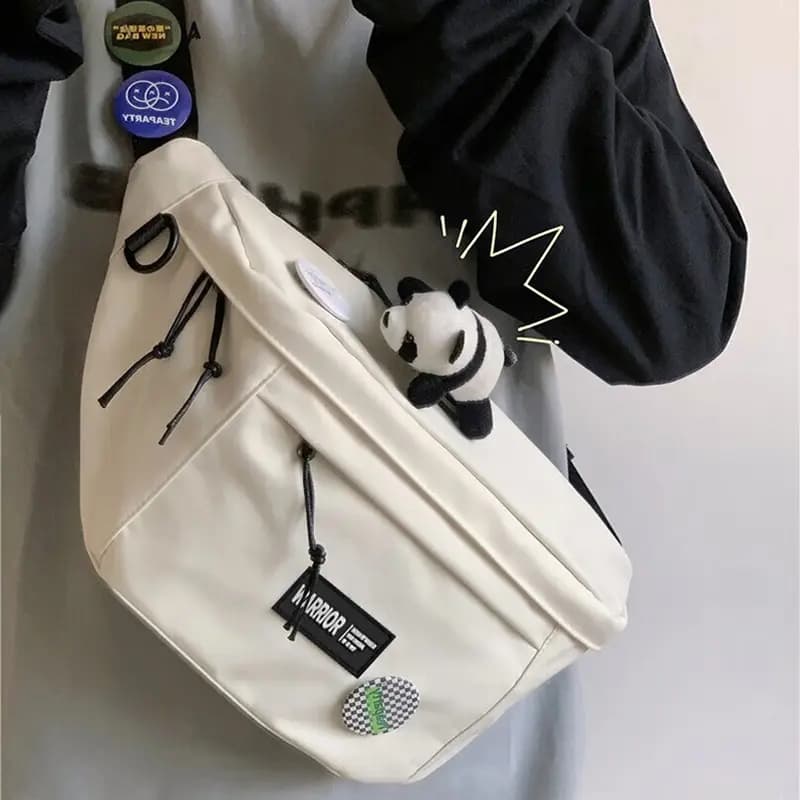 Warrior Polyamide Crossbody Çanta Unisex Qara Ağ 5