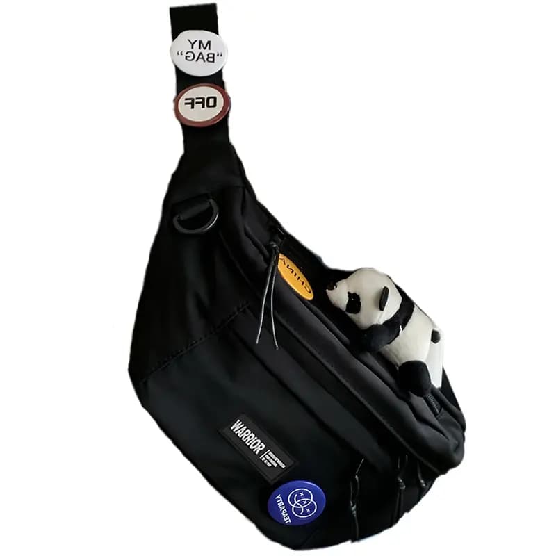 Warrior Polyamide Crossbody Çanta Unisex Qara Ağ 6