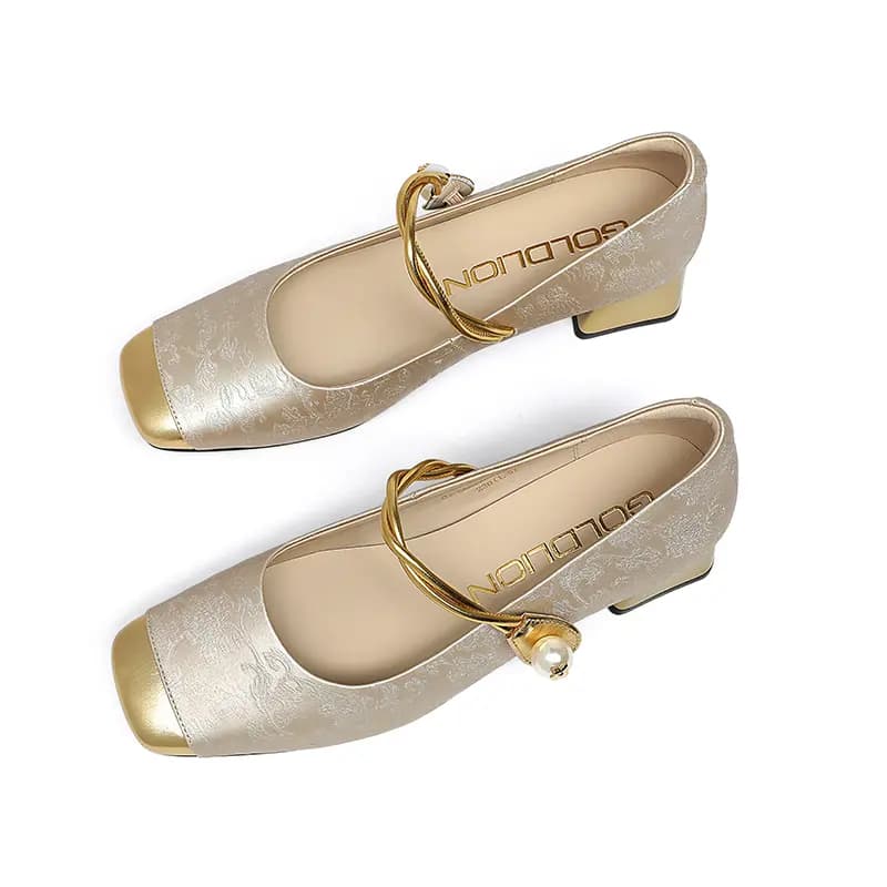 GOLDLION Chunky Heel Mary Jane Shoes 4cm Women's 4