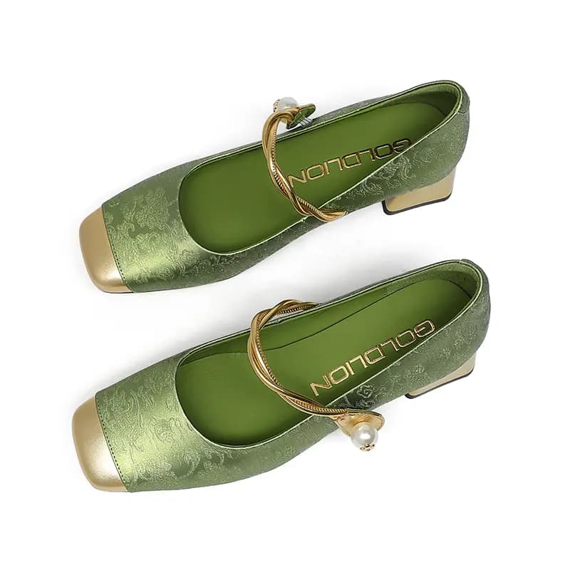 GOLDLION Chunky Heel Mary Jane Shoes 4cm Women's 14
