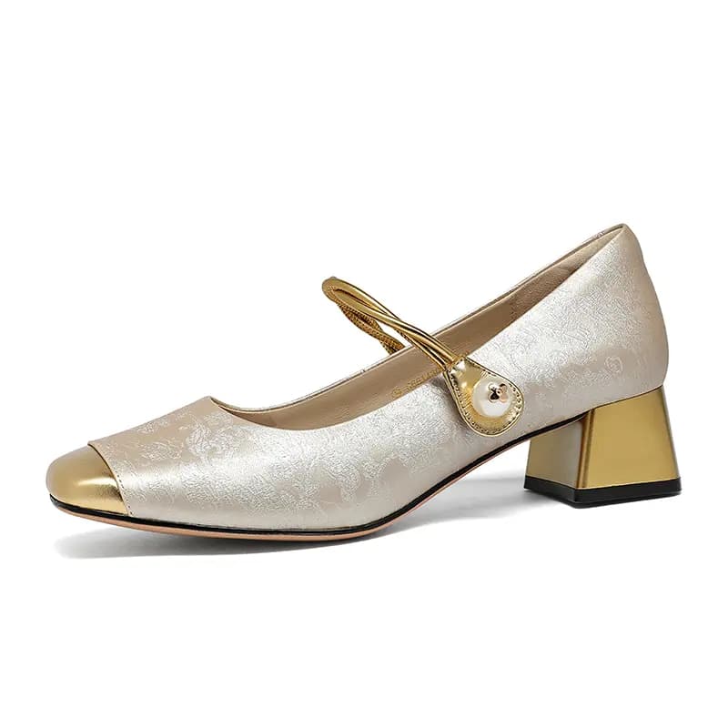 GOLDLION Chunky Heel Mary Jane Shoes 4cm Women's 2