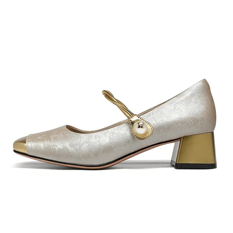 GOLDLION Chunky Heel Mary Jane Shoes 4cm Women's
