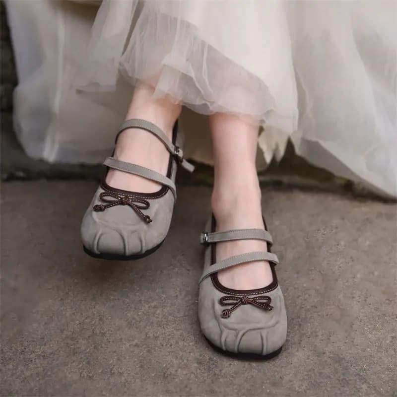 ARTMU Calf Leather Fashion Versatile Simple Elegant Flat Mary Jane Shoes Women's 31