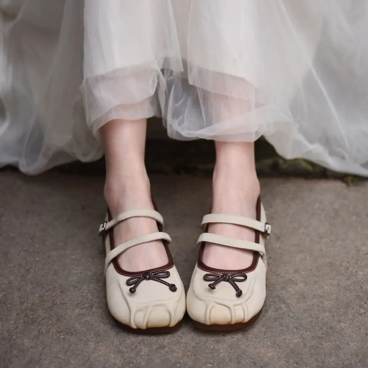 ARTMU Calf Leather Fashion Versatile Simple Elegant Flat Mary Jane Shoes Women's 17