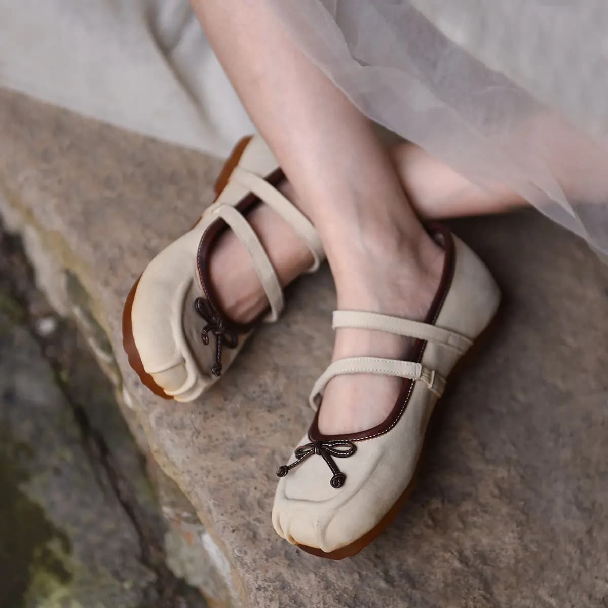 ARTMU Calf Leather Fashion Versatile Simple Elegant Flat Mary Jane Shoes Women's 14