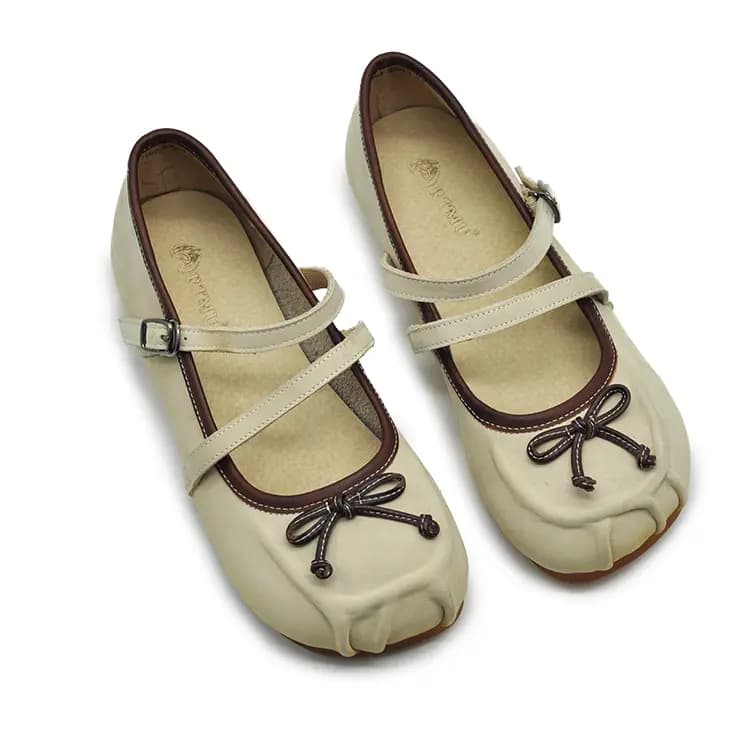 ARTMU Calf Leather Fashion Versatile Simple Elegant Flat Mary Jane Shoes Women's 4