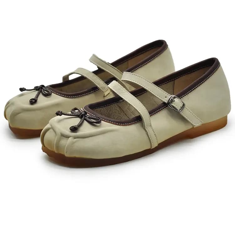 ARTMU Calf Leather Fashion Versatile Simple Elegant Flat Mary Jane Shoes Women's 3