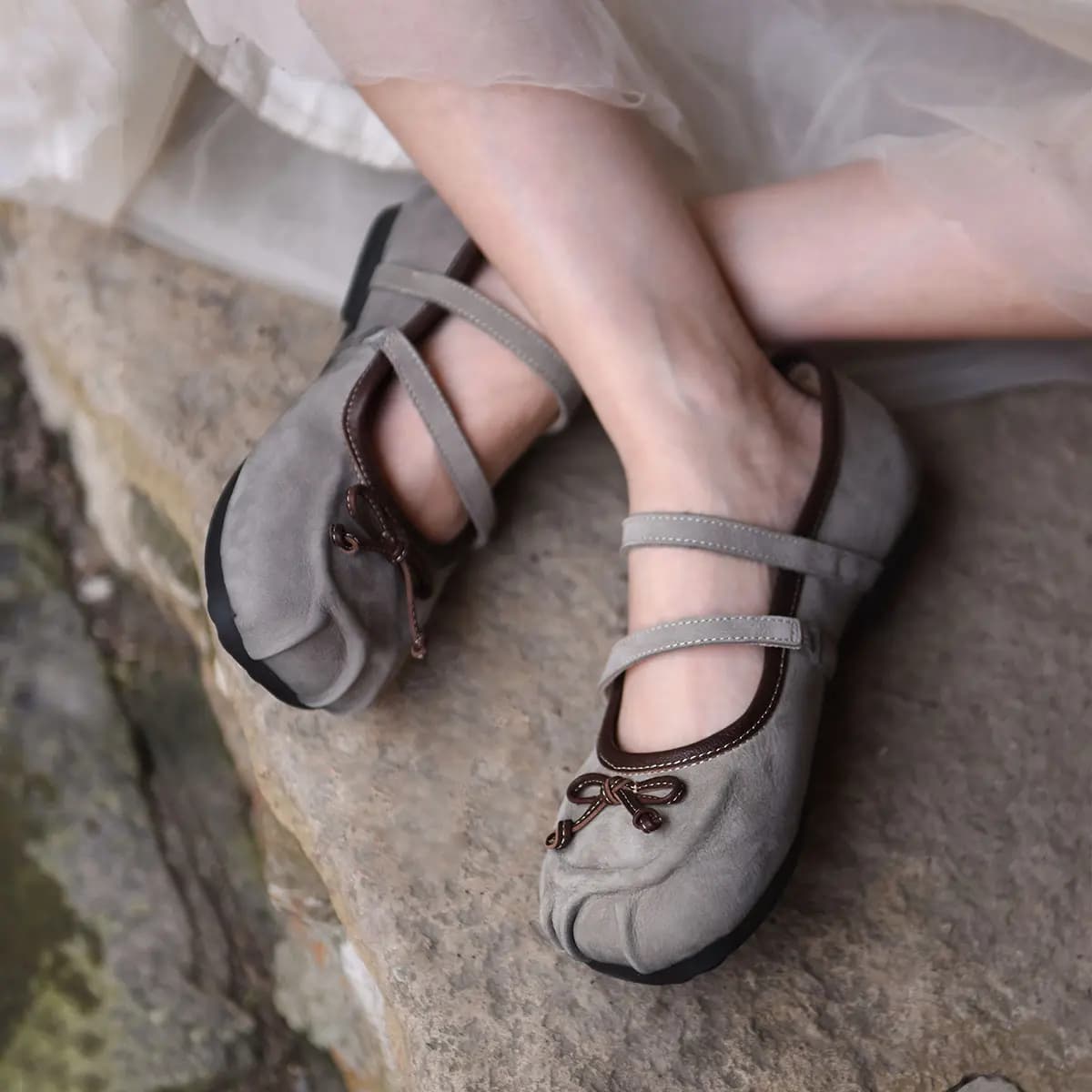 ARTMU Calf Leather Fashion Versatile Simple Elegant Flat Mary Jane Shoes Women's 23