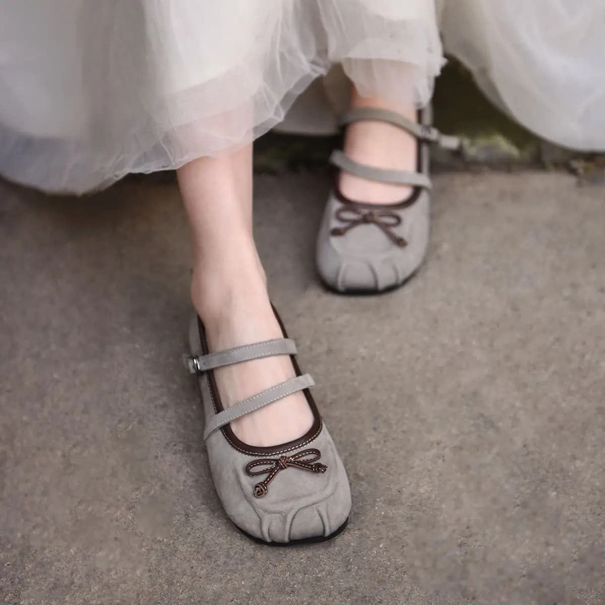 ARTMU Calf Leather Fashion Versatile Simple Elegant Flat Mary Jane Shoes Women's 25