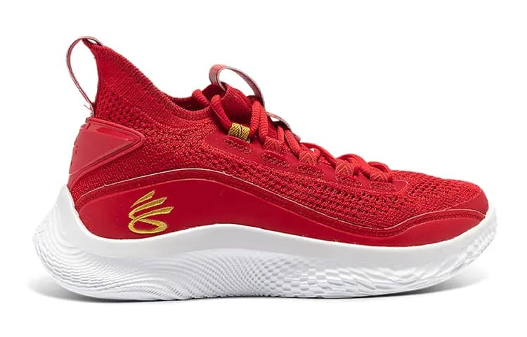 GS Big Kids Under Armour Curry 8 CNY Low-Top Performance Basketball Shoes Red 2