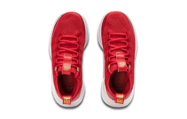 GS Big Kids Under Armour Curry 8 CNY Low-Top Performance Basketball Shoes Red 4