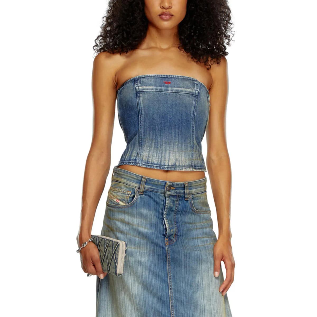 DIESEL FW24 Strapless Top Women's Medium Blue 2