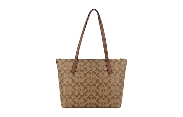 COACH Zip Top Tote Çanta Qadın Qəhvəyi Monogram 5