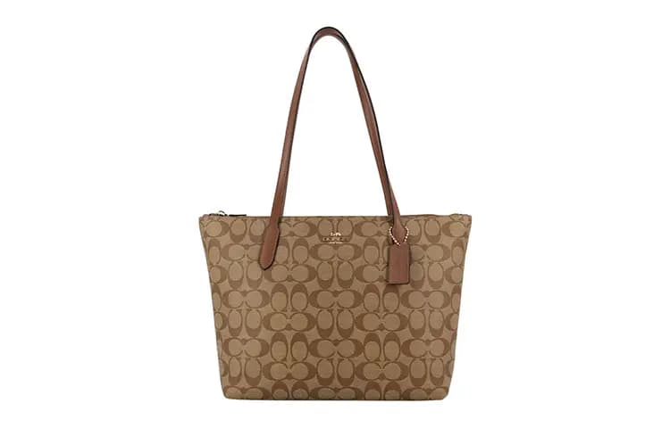 COACH Zip Top Tote Çanta Qadın Qəhvəyi Monogram