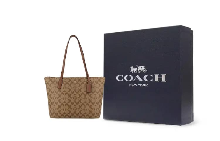 COACH Zip Top Tote Çanta Qadın Qəhvəyi Monogram 12