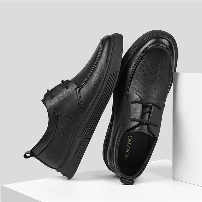 [Couple Gift] AOKANG Cow Leather Business Versatile Breathable Lace-Up Simple Dress Shoes Men's 12