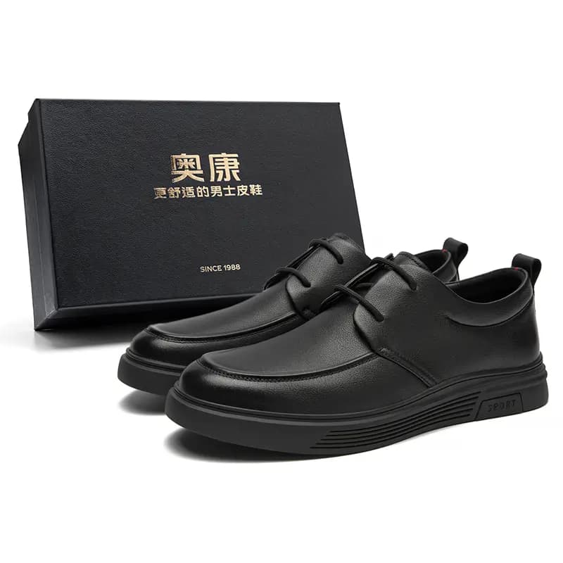[Couple Gift] AOKANG Cow Leather Business Versatile Breathable Lace-Up Simple Dress Shoes Men's