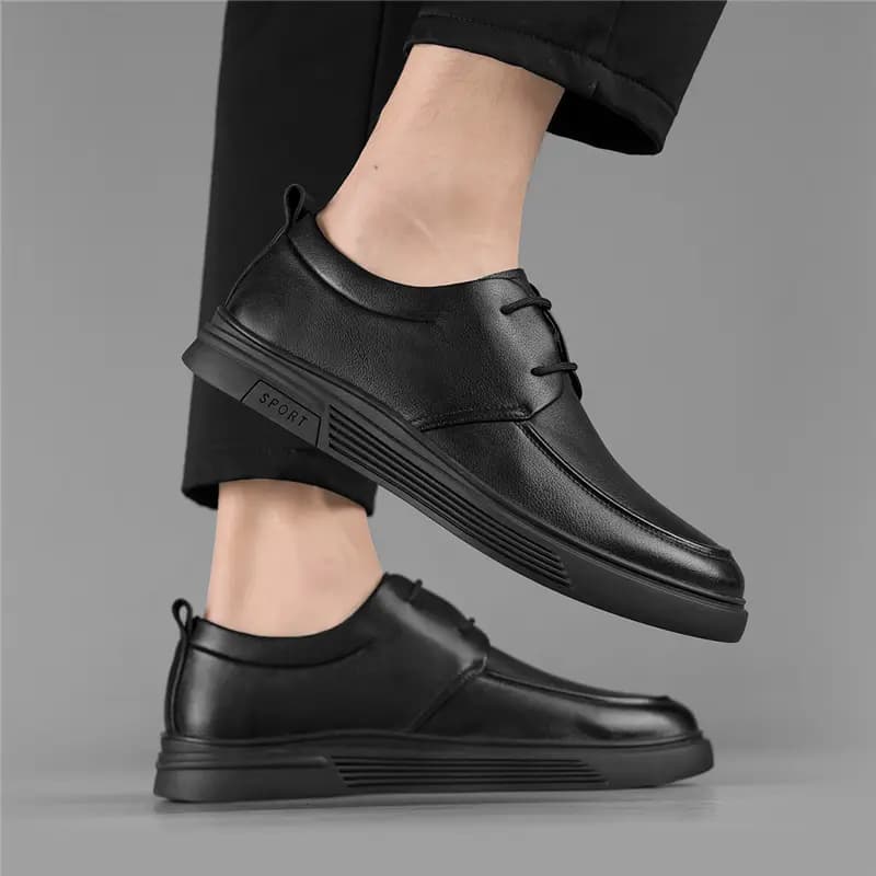 [Couple Gift] AOKANG Cow Leather Business Versatile Breathable Lace-Up Simple Dress Shoes Men's 8