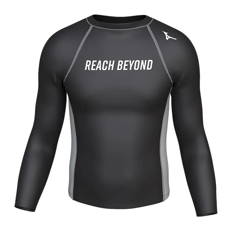 Mizuno Long Sleeve Swim Sports T-Shirt Top Quick-Dry Breathable Chlorine Resistant Sun Protection Hot Spring Surfing Swimwear Men's Black