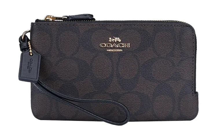 COACH Corner Zip Monogram Qadın Çantası Qara/Qəhvəyi