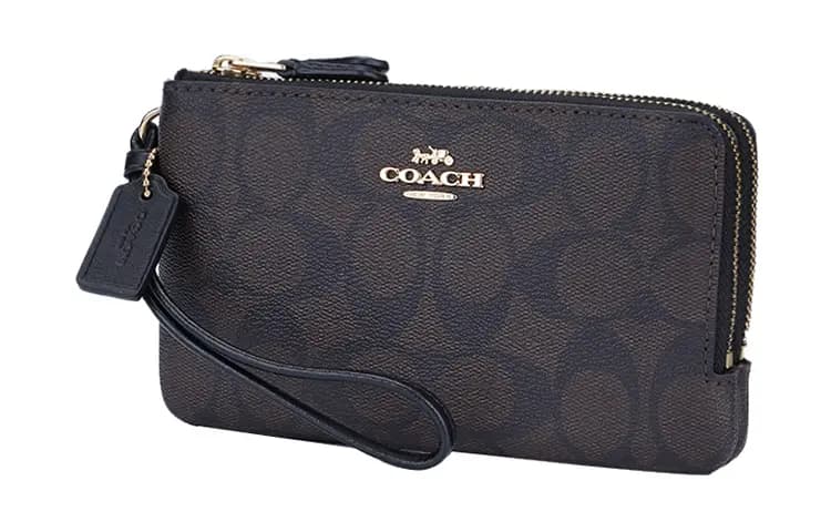 COACH Corner Zip Monogram Qadın Çantası Qara/Qəhvəyi 2