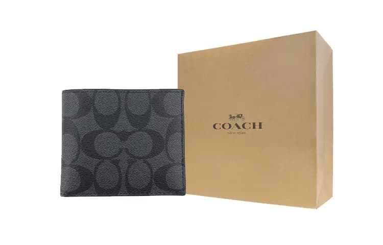 COACH PVC Pul kisəsi Kişi Qara/Boz 7