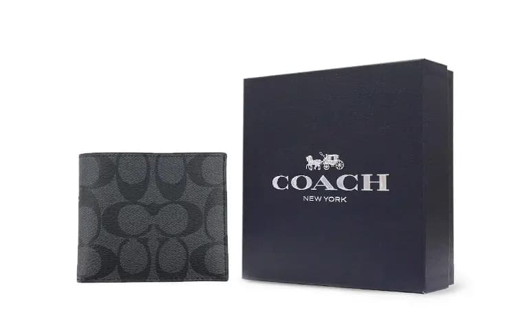 COACH PVC Pul kisəsi Kişi Qara/Boz 6