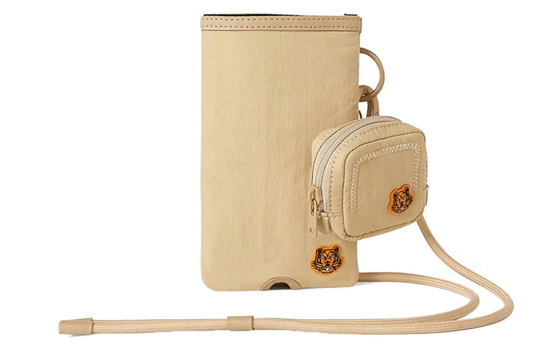 KENZO Nylon Qulaqlıq və Telefon Çantası Unisex Bej
