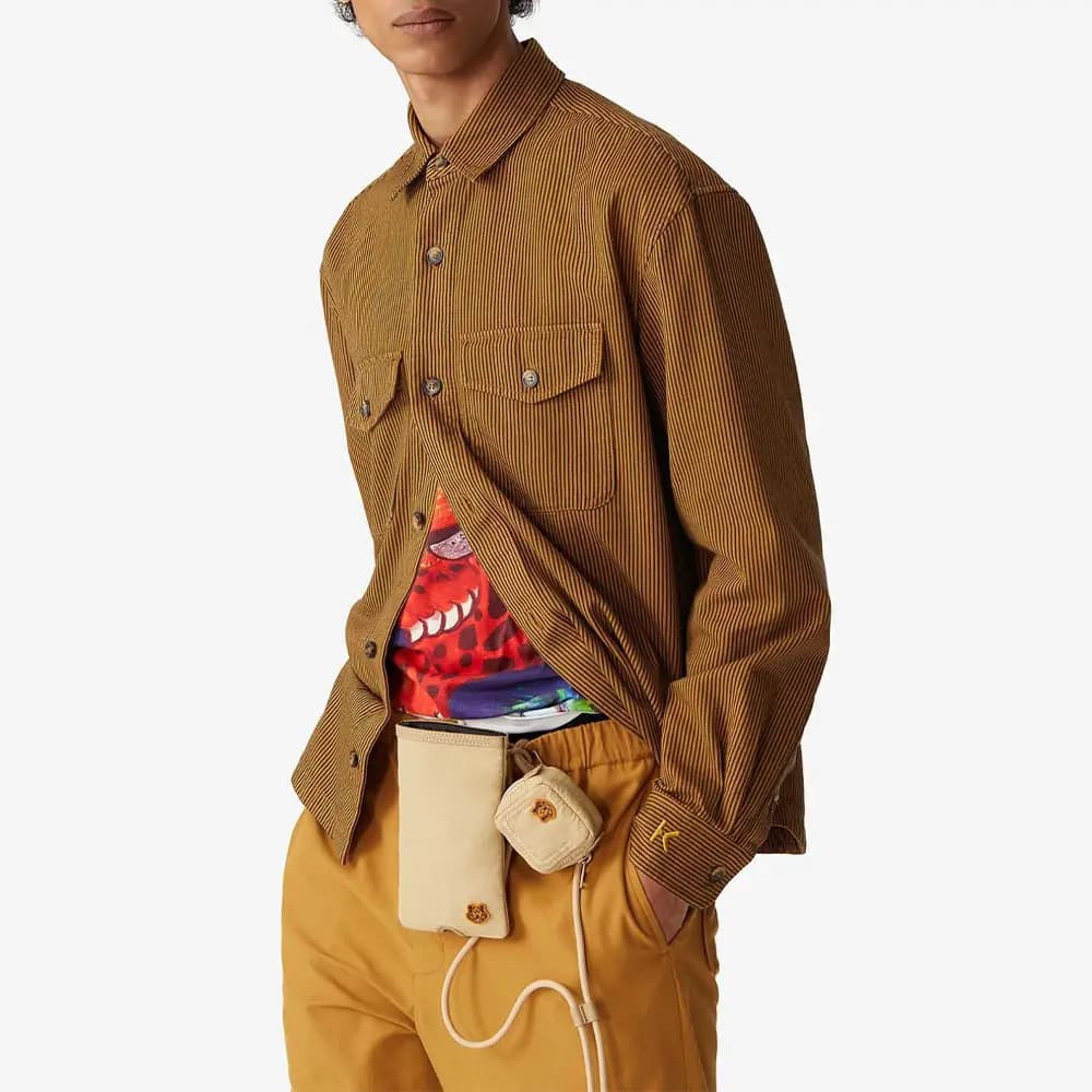 KENZO Nylon Qulaqlıq və Telefon Çantası Unisex Bej 4