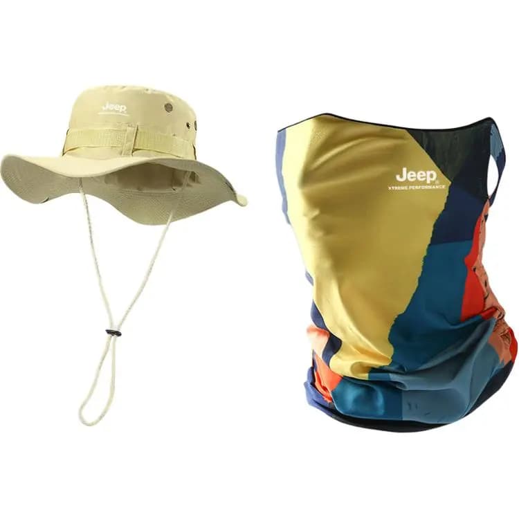 Jeep Sun Hat UV-Protective Summer Men's Outdoor Cycling Fisherman Hat Women Polyester Sun Hat Unisex 13