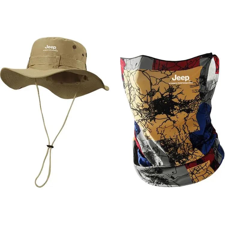 Jeep Sun Hat UV-Protective Summer Men's Outdoor Cycling Fisherman Hat Women Polyester Sun Hat Unisex 12