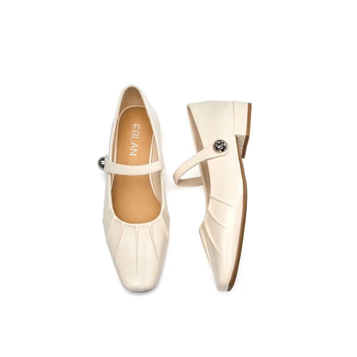 EBLAN Fashion Versatile Elegant Mary Jane Shoes Women's Beige 5