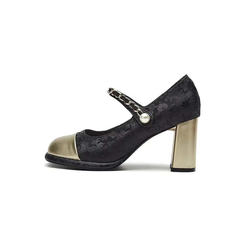 DAPHNE Mary Jane Shoes Women's Black/Champagne