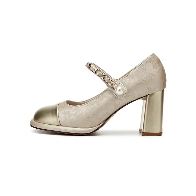 DAPHNE Mary Jane Shoes Women's Black/Champagne 4