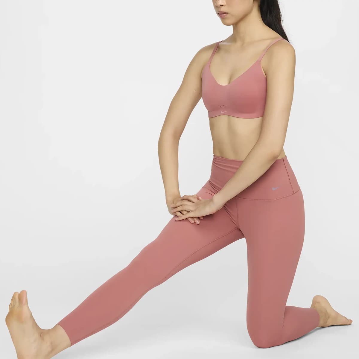 Nike Zenvy Solid 7/8 High-Waist Tight Lifting Leggings Women's Canyon Pink/Black 3