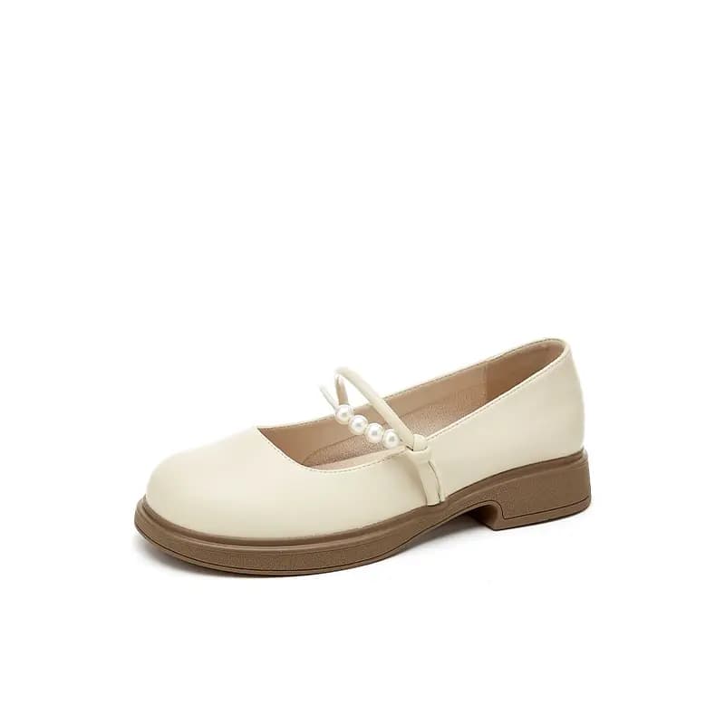 DAPHNE PU Synthetic Leather Fashion Round Toe Comfortable Chunky Heel Mary Jane Shoes Women's 5