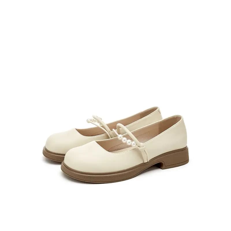 DAPHNE PU Synthetic Leather Fashion Round Toe Comfortable Chunky Heel Mary Jane Shoes Women's 6
