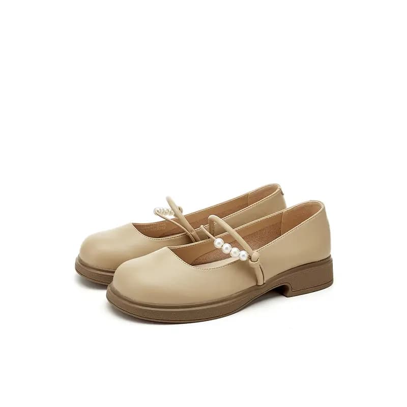 DAPHNE PU Synthetic Leather Fashion Round Toe Comfortable Chunky Heel Mary Jane Shoes Women's 3