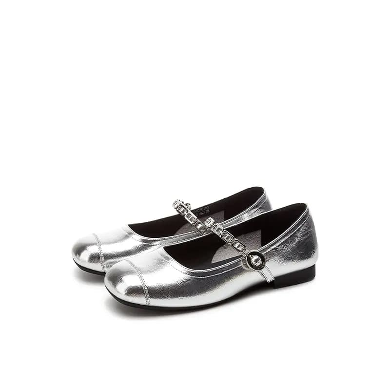 DAPHNE Round Toe Buckle Strap Fashion Breathable Comfortable Slip-Resistant Wear-Resistant Daily Classic Commute Work Simple Elegant Flat Mary Jane Shoes Women's 6